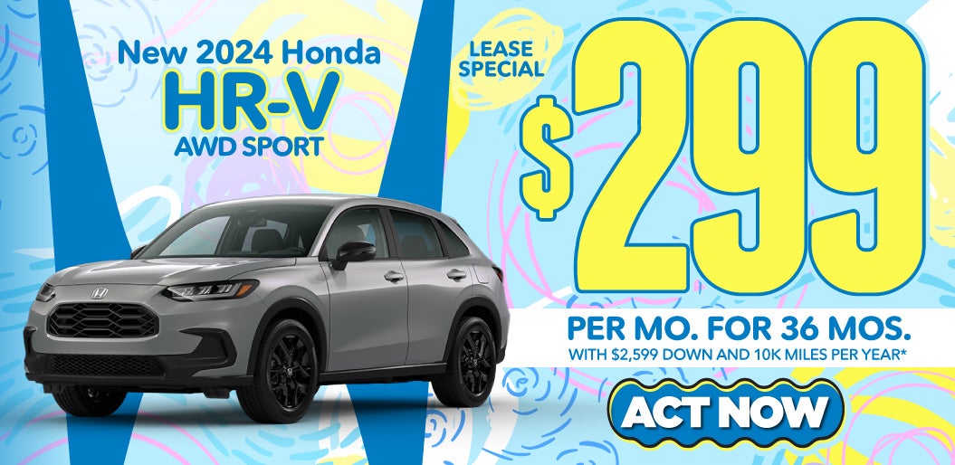 2024 Honda hr-v lease for $299 per mo. for 36 mos. - act now