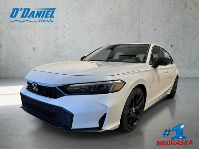2026 Honda Civic Sport in Platinum White Pearl — front three-quarter view