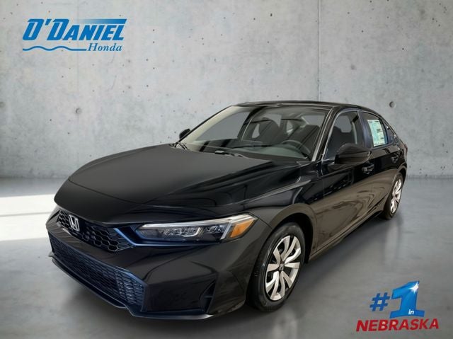2026 Honda Civic LX in Crystal Black Pearl — front three-quarter view