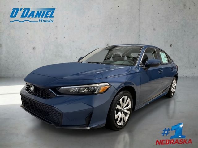 2026 Honda Civic LX in Dyno Blue Pearl — front three-quarter view