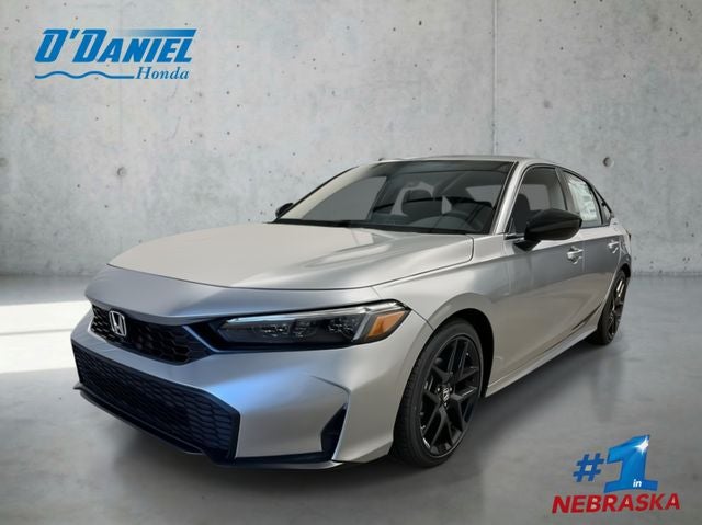 2026 Honda Civic Sport in Solar Silver Metallic — front three-quarter view