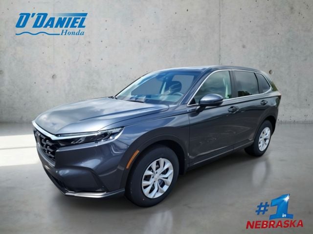 2026 Honda CR-V LX in Meteorite Gray Metallic — front three-quarter view
