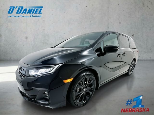 2026 Honda Odyssey Sport-L in Crystal Black Pearl — front three-quarter view