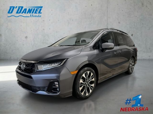 2026 Honda Odyssey Elite in Modern Steel Metallic — front three-quarter view