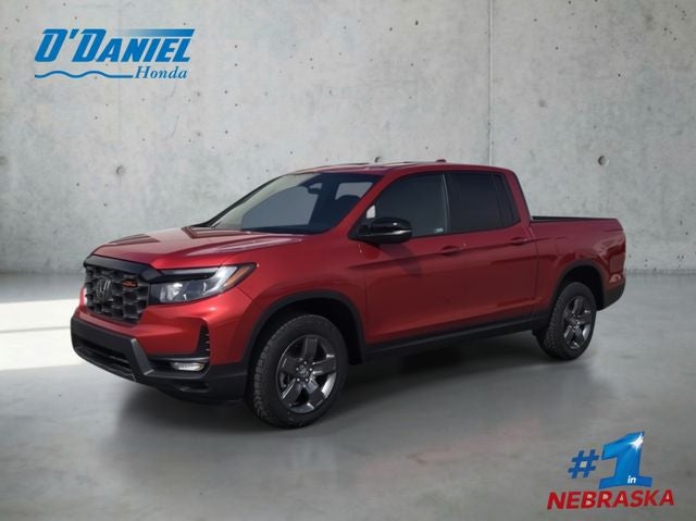 2026 Honda Ridgeline TrailSport in Radiant Red Metallic II — front three-quarter view