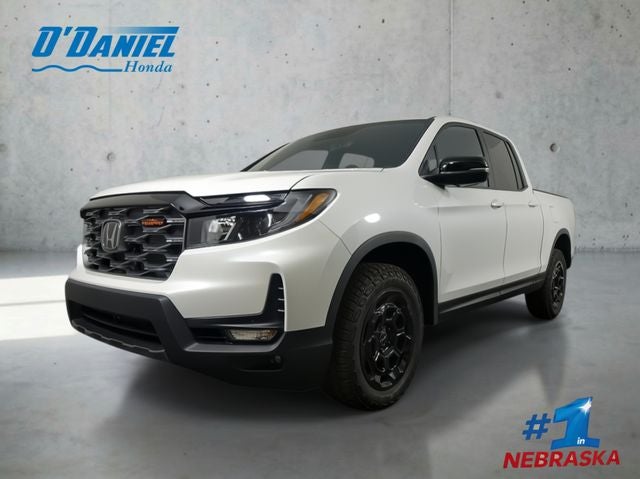 2026 Honda Ridgeline TrailSport+ in Platinum White Pearl — front three-quarter view