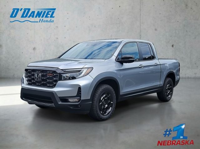2026 Honda Ridgeline TrailSport+ in Solar Silver Metallic — front three-quarter view