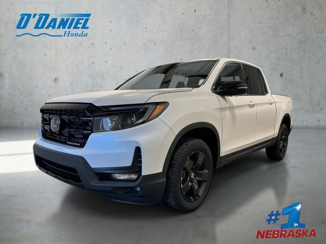 2026 Honda Ridgeline Black Edition in Platinum White Pearl — front three-quarter view