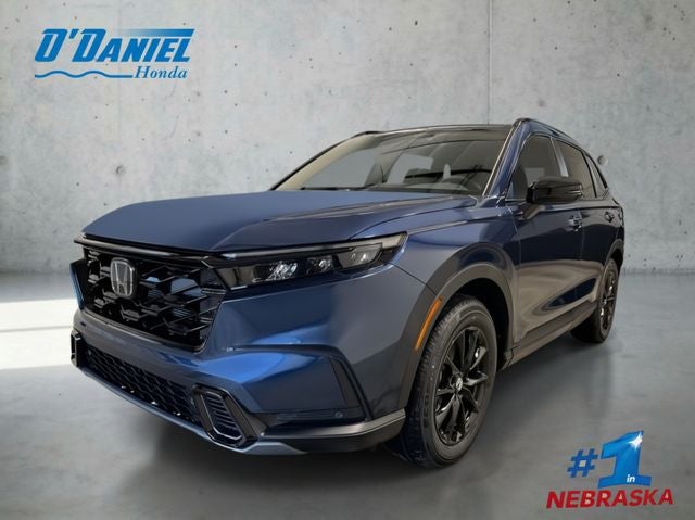2026 Honda CR-V Hybrid Sport-L in Canyon River Blue Metallic — front three-quarter view